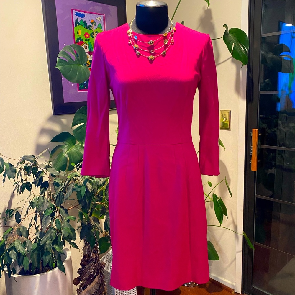 Trina Turk magenta long sleeves sheath dress